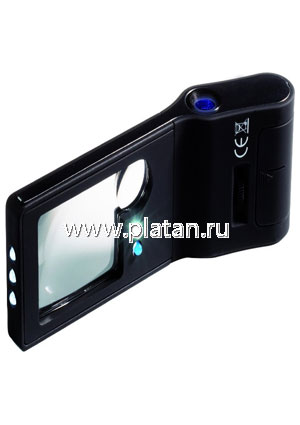 515, Лупа-микроскоп 3x/10x/55x с подсветкой карманная