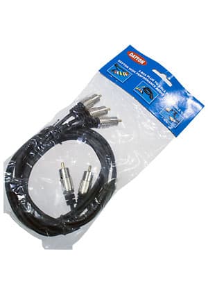 3-0315-1.5, Шнур A/V 3-3 RCA мetal-gold, d=4 мм, 1.5 м