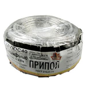 ПРИПОЙ ПОС 40 ТР  3.0ММ  БУХТА 1 КГ, (2010-15г)