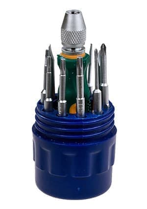 0818, отвертка с насадками в стакане 10-в-1 для сот.телефонов