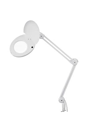 31-0202, Лупа на штат., кругл., наст.,3Х, с подсв., струб., белая