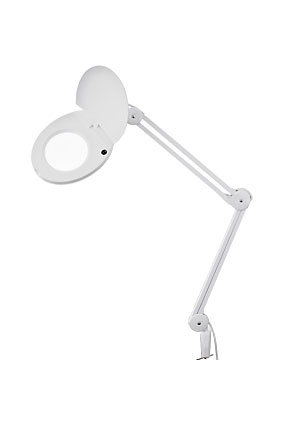 31-0222, Лупа на штат., кругл., наст.,5Х, с подсв., струб., белая