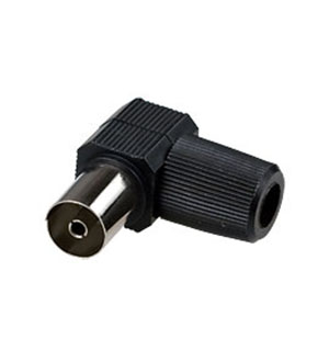 4-005 BK, разъем телевизионный "гн" угл.пластик на каб. винт чер.