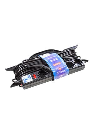 PL-LG5-R-20, Power Cube, 16А, 3,5 кВт, 5 розеток, удлинитель на рамке 20 м