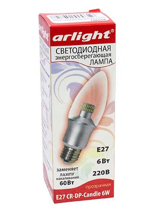 015982, Св.диод.лампа Е27 CR-DP-Candle Warm White, 6W 220V