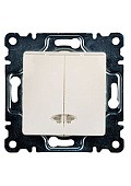 30010023 ВЫКЛЮЧАТЕЛЬ СКРЫТ.УСТ.2 КЛ. С ПОДСВЕТКОЙ (КРЕМ.) Б/РАМКИ