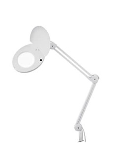 31-0221, Лупа на штат., кругл., наст.,8Х, с подсв., струб., белая