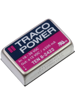 TEN 8-2422, Module DC-DC 24VIN 2-OUT 12V/-12V 0.335A/-0.335A 8W 9-Pin Metal DIP