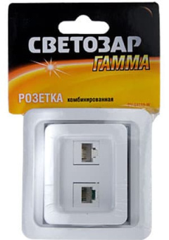 SV-54119-W, Розетка комбинир.,телефон.+компьютер