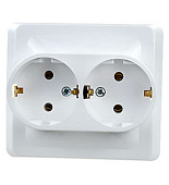 РС16-007B, Розетка 2-м СП "Этюд"  з/к 16А белая