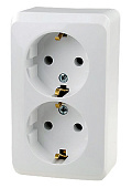 РА16-007B, Розетка 2-м ОП "Этюд"  з/к 16А  белая