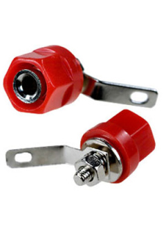 1-633, штекер-банан металл  на кабель d до 10.0мм красный