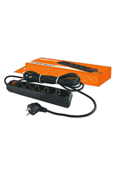 SQ1304-0001, Сетевой фильтр СФ-05В выключатель, 5 гнезд, 1,5метра, с заземлением, ПВС  3х1мм2 16А/25